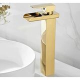 Gold Kare Çanak Lavabo Bataryasi Şelale Model Uzun/yüksek Altin Lavabo Musluğu Çift Girişli Armatür Altın