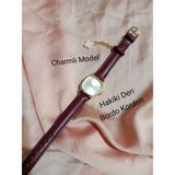 Gold Kasa Retro Still Marka Model Vintage Oval - Hakiki Deri Bordo Kordon Kadın Kol Saati 0021 - 20 cm