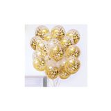 Gold Konfetili Şeffaf Balon Seti : 12" Balon 10 Adet - 1 Paket Balon Konfetisi (Pulu) ipem-03