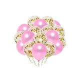 GOLD KONFETİLİ ŞEFFAF BALON VE METALİK PEMBE BALON SETİ 20 ADET