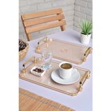 Gold Kulplu Türk Kahvesi Sunum Tepsisi | 2'li Şık Set 25X17CM - Bakır