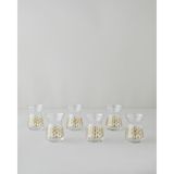 Gold Leaves Cam 6'lı Çay Bardağı 132 ml Şeffaf-Gold - Şeffaf - Gold