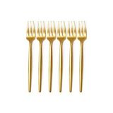 Gold Limon Ve Fondü Çatalı, Gold 6'lı Çatal Takımı 13 Cm Sarı