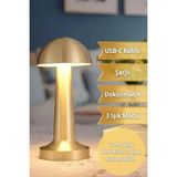 Gold Mantar Model Retro Şarjlı Masa Lambası- Dimmerli ve Enerji Tasarruflu LED Aydınlatma - Sarı