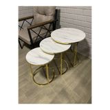 Gold Metal Beyaz Mermer Desen Mdf Tabla Zigon Sehpa gold - beyaz mermer 50 x 50