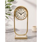 Gold Metal Dekoratif Masa Saati – Mermer Tabanlı Vintage Ofis ve Salon Saati