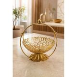 Gold Metal Dekoratif Meyvelik Şekerlik İkramlık Sunum Sepeti Modern Tasarım
