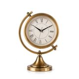 Gold Metal Masa Saati Sessiz Mekanizma Roma Rakamlı Vintage Dekoratif Masaüstü Saat 30x25 cm