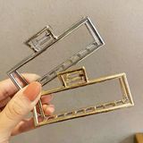 Gold Metal Şık Dikdörtgen Mandal Toka 9 cm Kadın Toka Saç Tokası - Gümüş - Altın - Aksesuar