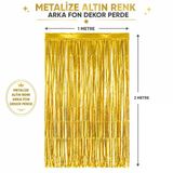Gold Metalize Parti Perdesi 100X200 Cm – Kapı Arka Fon Perdesi