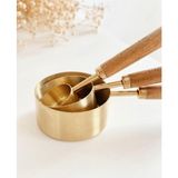 Gold Ölçü Kaşık Seti 3lü Ahşap Saplı Ölçü Kaşığı 15ML/60ML/125ML - Altın - Kahverengi