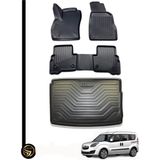 Gold Opel Combo D 2010 Havuzlu Paspas + Bagaj Havuzu Lila Ikili Set - Siyah