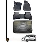 Gold Opel Combo D 2012-2018 3D Havuzlu Oto Paspas ve Bagaj Havuzu Dizayn Seti - Siyah