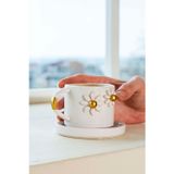 Gold Papatya Amore El Yapımı Seramik Double Kahve Fincanı Mug Kupa