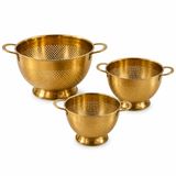 Gold Paslanmaz Çelik Ayaklı Süzgeç 3’lü Set | 1,5 L + 3 L + 5 L Makarna, Sebze ve Meyve Süzgeci