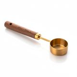 Gold Paslanmaz Çelik ve Akasya Ahşap Saplı Premium Kahve Ölçü Kaşığı - 15ml (1 Yemek Kaşığı) Hassas Barista Ölçeği - Uzun Saplı Şık Tasarım