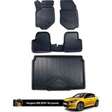 Gold Peugeot 208 3D Havuzlu Oto Paspas 2019-2023 + Bagaj Havuzu Lila Ikili Set - Siyah