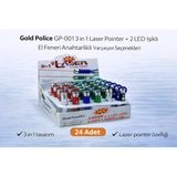 Gold Police Gp-001 3 In 1 Laser Pointer + 2 Led Işıklı El Feneri Anahtarlıklı 24 Adet