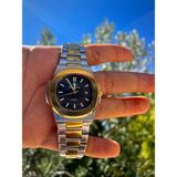 Gold Power Patek Philippe Model Çelik Lüks Kordon Erkek Kol Saati - Altın - Lacivert