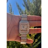 Gold Power Taşlı Lüks Metal Kordon Kadın Kol Saati - Gümüş - Rose