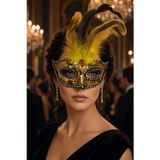 Gold Pullu Tüylü Maske Halloween Venedik Maskesi Cadılar Bayramı Kostüm Parti Yüz Göz Aksesuarı