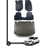 Gold Renault Clio 4 3D Havuzlu Oto Paspas ve Bagaj Havuzu Dizayn Seti - Siyah