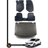 Gold Renault Clio 4 3D Havuzlu Paspas Hatchback 2012-2019 + Bagaj Havuzu Araca Özel Dolcex Kauçuk Set - Siyah