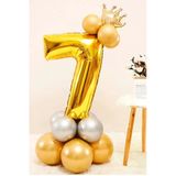 Gold Renk 7 Yaş Krom Gold-Gümüş Renkler Altın Taçlı Balon Seti