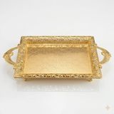 Gold Renk Ayaklı Tepsi Orta Boy Lkm-427 Gold - Lüks Sunum Tepsisi