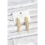 Gold Renk Balık Sırtı Model Zirkon Taşlı Kadın Küpe (Pirinç)