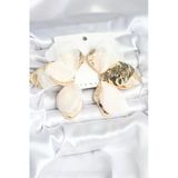 Gold Renk Beyaz Tüllü Lotus Kadın Küpe (Pirinç)