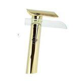 Gold Renk Cam Detaylı Modern ve Dayanıklı Lavabo Bataryası