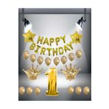 Gold Renk Kral taç Happy Bırthday Folyo Balon Seti 1 Yaş
