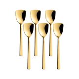 Gold Renk Paslanmaz Çelik Dondurma Kaşığı Seti, Çok Renkli, Titanyum Kaplama, 16 cm, 6 Adet