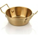 Gold Renk Paslanmaz Çelik Mini Sahan ve Sunumluk - Kulplu Metal Kahvaltılık, Sosluk ve Meze Taba�