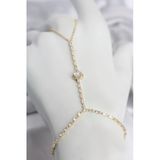 Gold Renk Pirinç Zirkon Taşlı Kalp Model Şahmeran Tj-Sn783