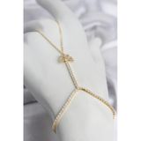 Gold Renk Pirinç Zirkon Taşlı Kelebek Model Şahmeran - Ebj260612w44012