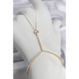 Gold Renk Pirinç Zirkon Taşlı Pembe Kalp Model Şahmeran - Ebj260612w44014