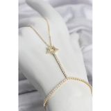 Gold Renk Pirinç Zirkon Taşlı Yıldız Model Şahmeran Tj-Sn775