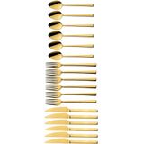 Gold Renk Tatlı Çatal Kaşık Bıçak Seti - Kahvaltı Pasta Çatal Kaşık Bıçak Seti, 18 Adet