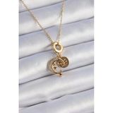 Gold Renk Zirkon Taşlı Ay Yıldız Model Charm Model Kadın Kolye - Ebj241012w28469