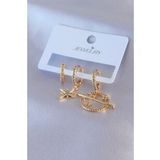 Gold Renk Zirkon Taşlı Yıldız Model Pirinç Kadın Küpe