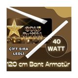 GOLD ROYAL Çift Sıra Ledli 40W 120 cm Yatay Bant Armatür Beyaz Işık - 4 Adet - 6500K - Beyaz