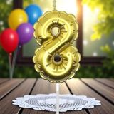 Gold Sekiz 8 Numara Mum Gold Folyo Balon Şeklinde Pasta Mumu Gold Pasta Mumu Gold Doğum Günü Mumu - 1 Adet