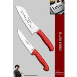 Gold Serisi Mutfak Bıçak Seti Et Ekmek Sebze Salata Kıyma Şef Bıçağı Kanallı 2 Li Set (MFT-8654)