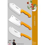 Gold Serisi Pide Börek Mutfak Bıçağı Salata Pizza Bıçak Kıyma Et Satırı Doğrama 3 Lü Set (Mft-002)