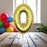 Gold Sıfır 0 Numara Mum Gold Folyo Balon Şeklinde Pasta Mumu Gold Pasta Mumu Gold Doğum Günü Mumu - 1 Adet