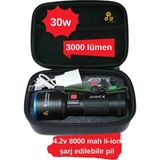 Gold Silver 30W 3000 Lümen Şarjlı El Feneri Profesyonel Set