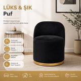 Gold Siyah Sırtlı Puf, Mini Berjer, Ofis Pufu, Dekoratif Puf