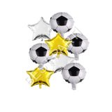 Gold Siyah Yıldız Futbol Topu Folyo Balon Seti